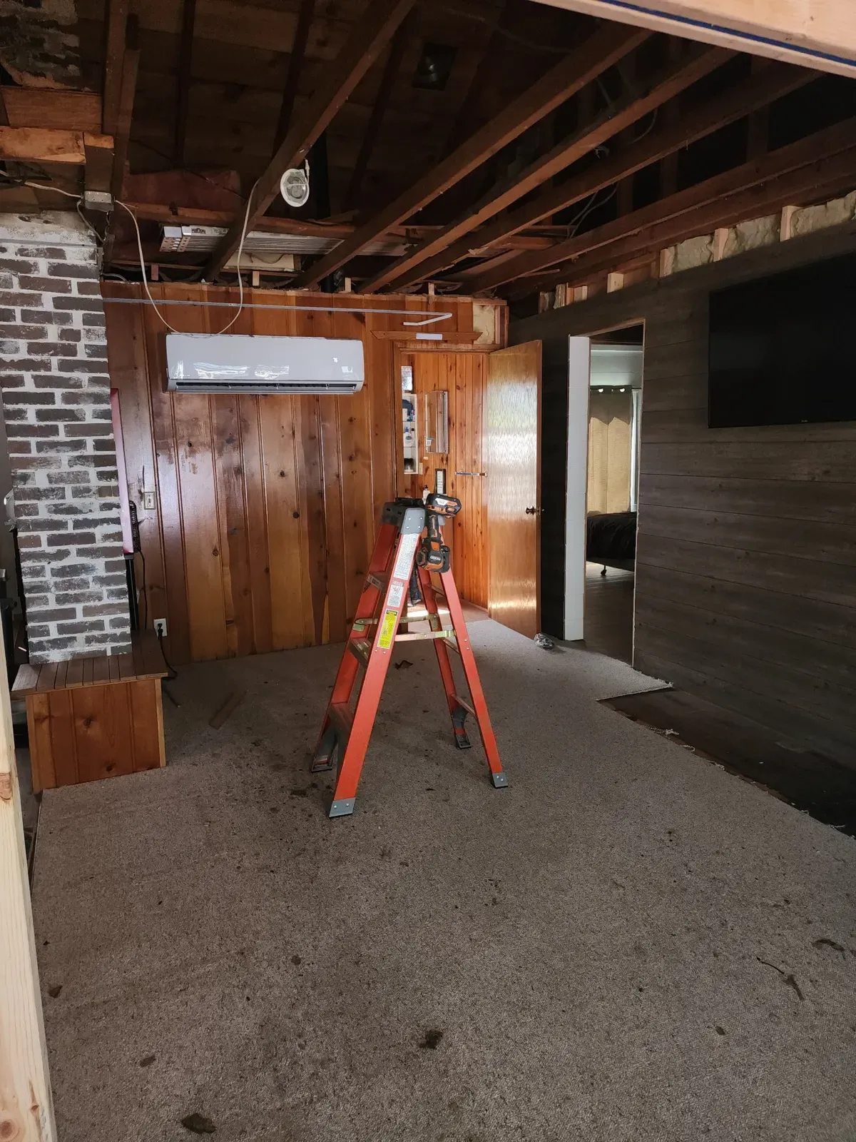 Room demo during the cabin remodel