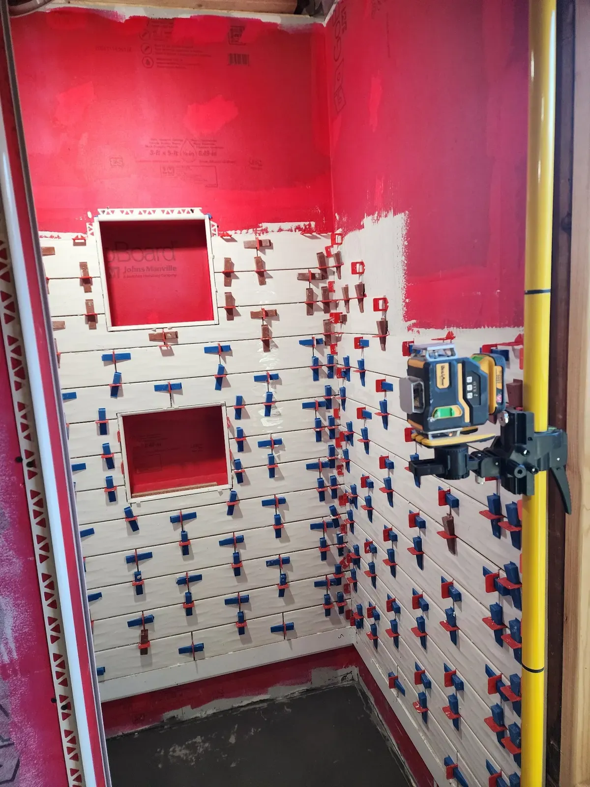 Shower niches during the cabin remodel