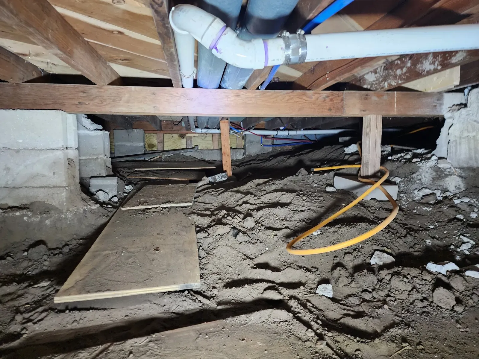 Floor and crawlspace repairs during the cabin remodel