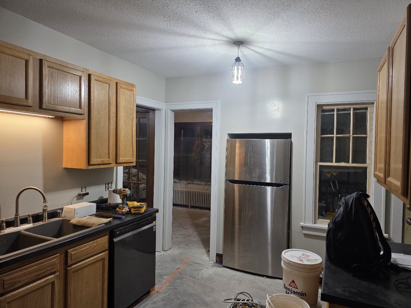 Renovated kitchen receiving its finishing touches