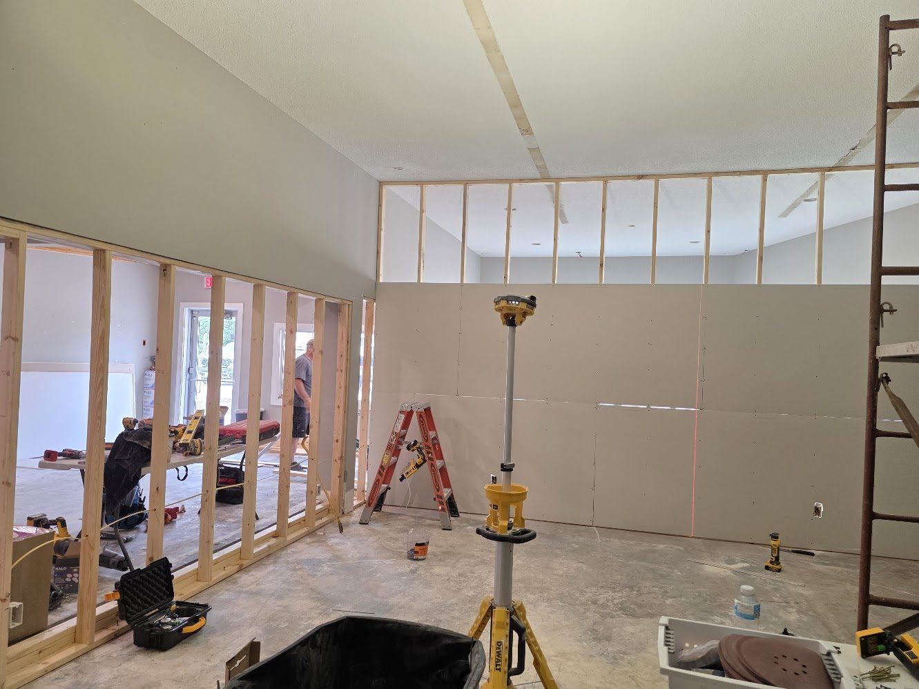 Training facility framing and drywall during construction