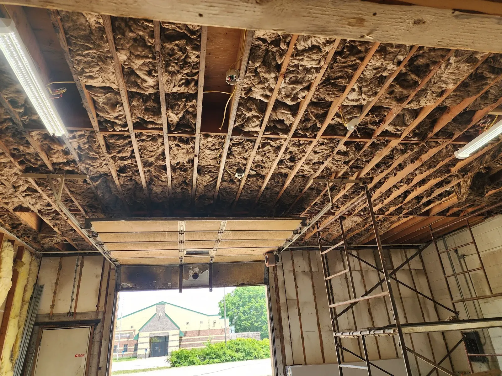 Garage ceiling joists during the hockey performance center build-out