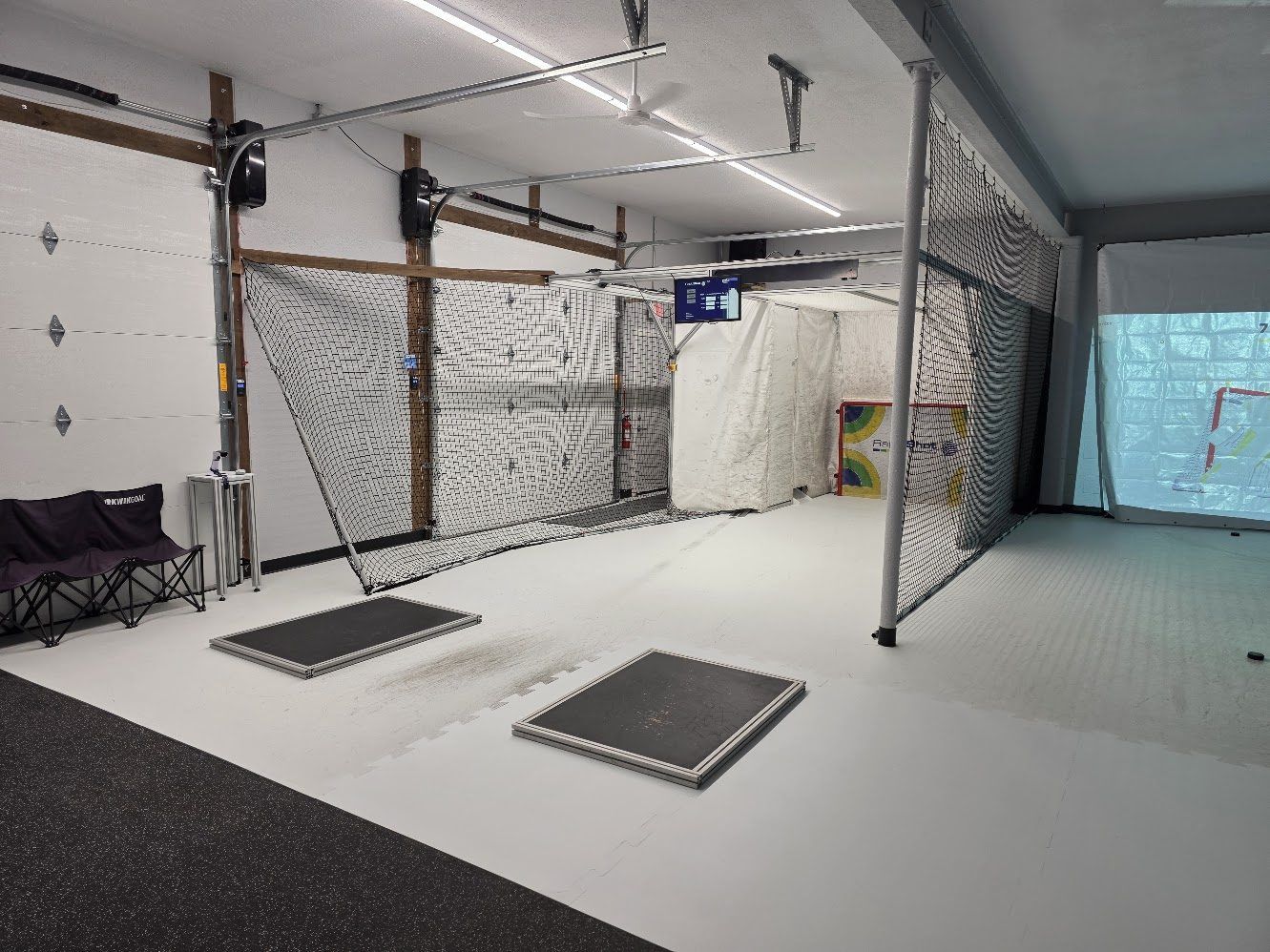 Wide view of the completed hockey training bay