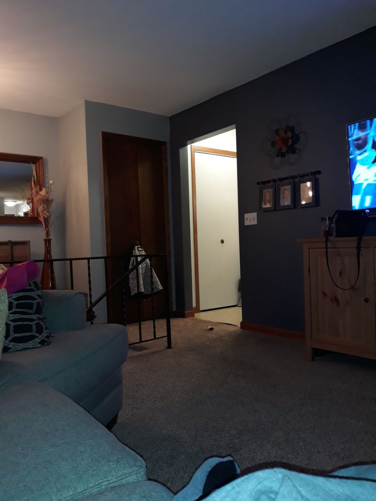 Dining area with chandelier before the main-floor remodel