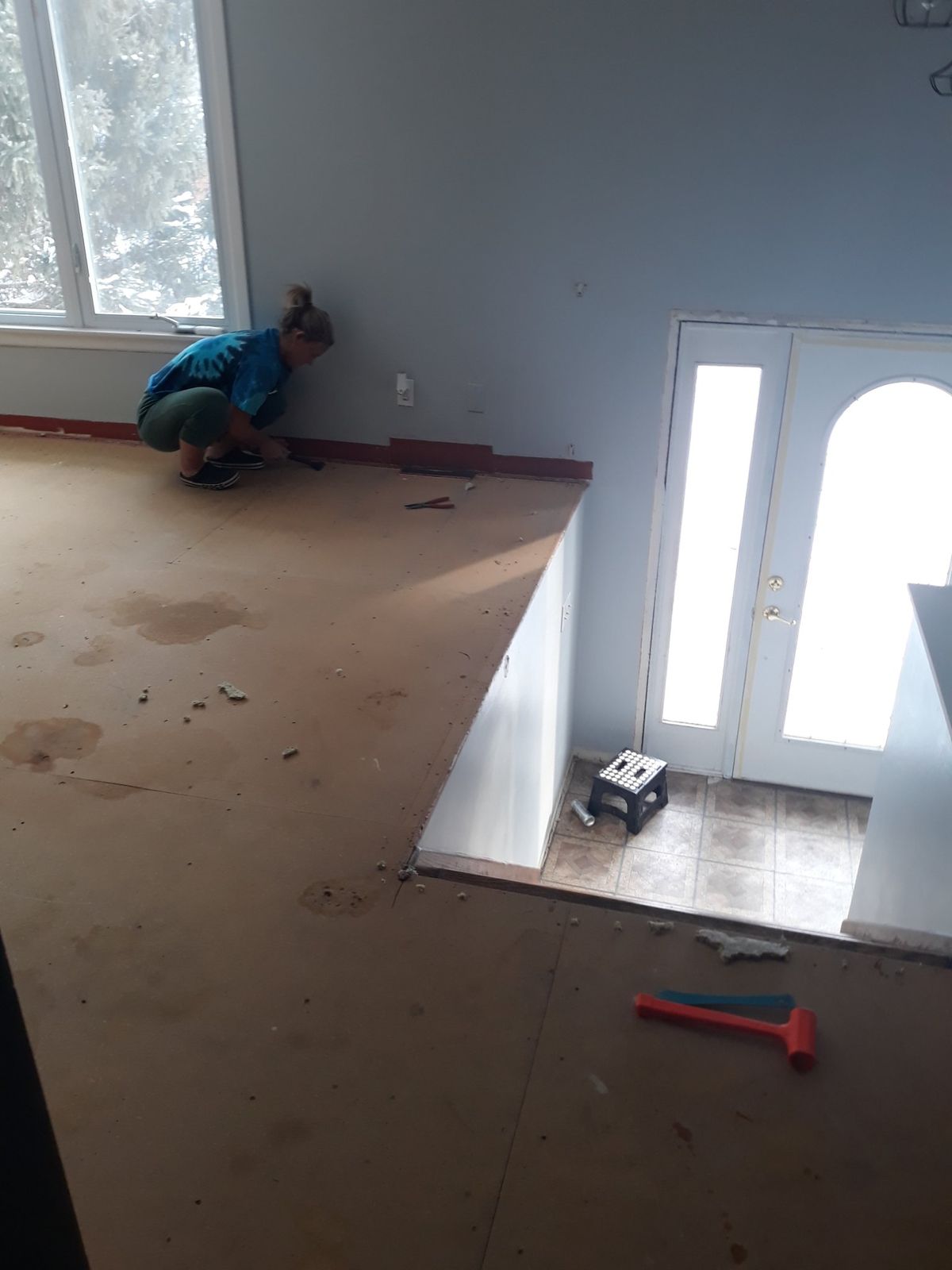 Entry trim removed during the main-floor demolition