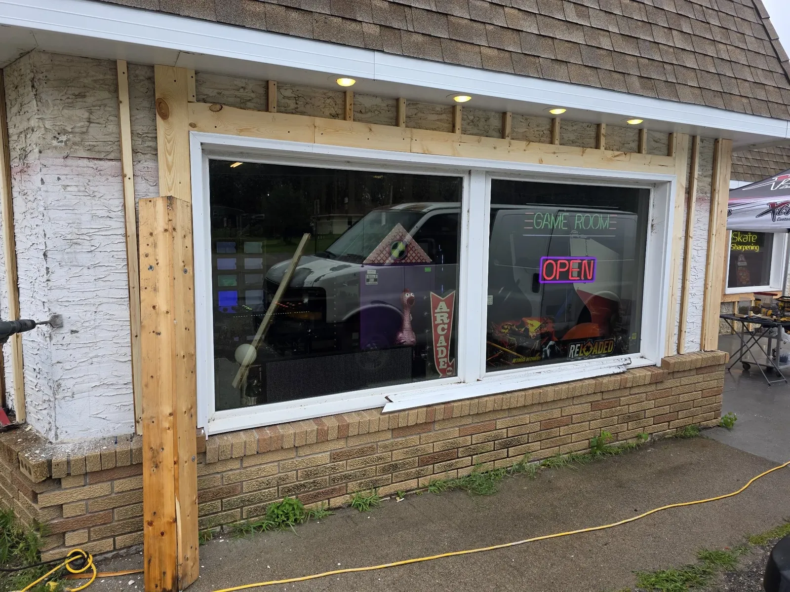 New exterior trim installed around a performance center window