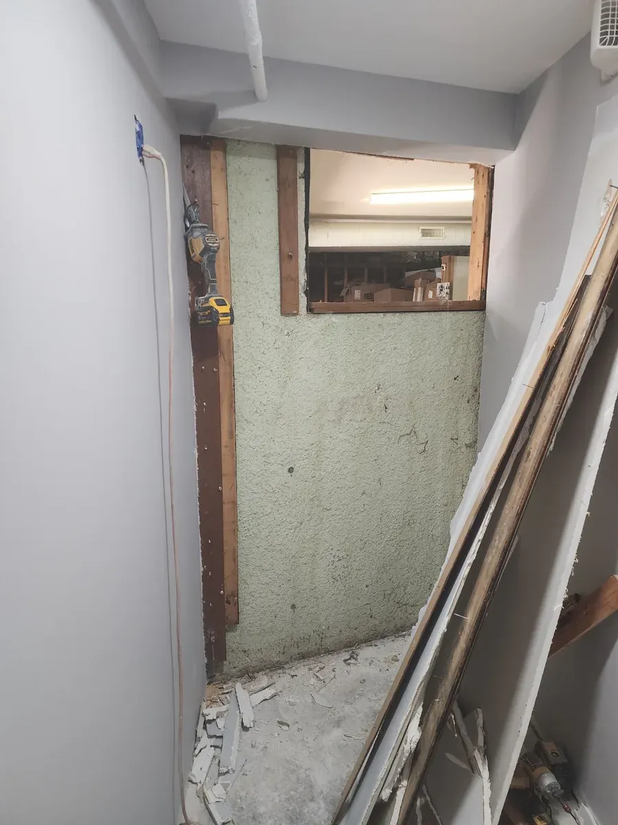 Hallway torn open during demo